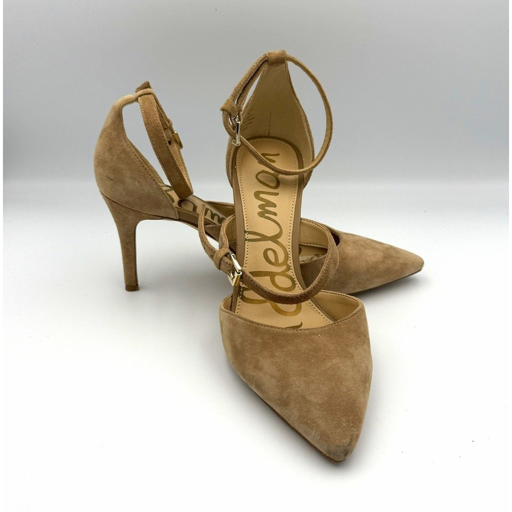 Sam Edelman Thea Womens 6M Tan Suede Pointed Toe Double Strap Stiletto Heels